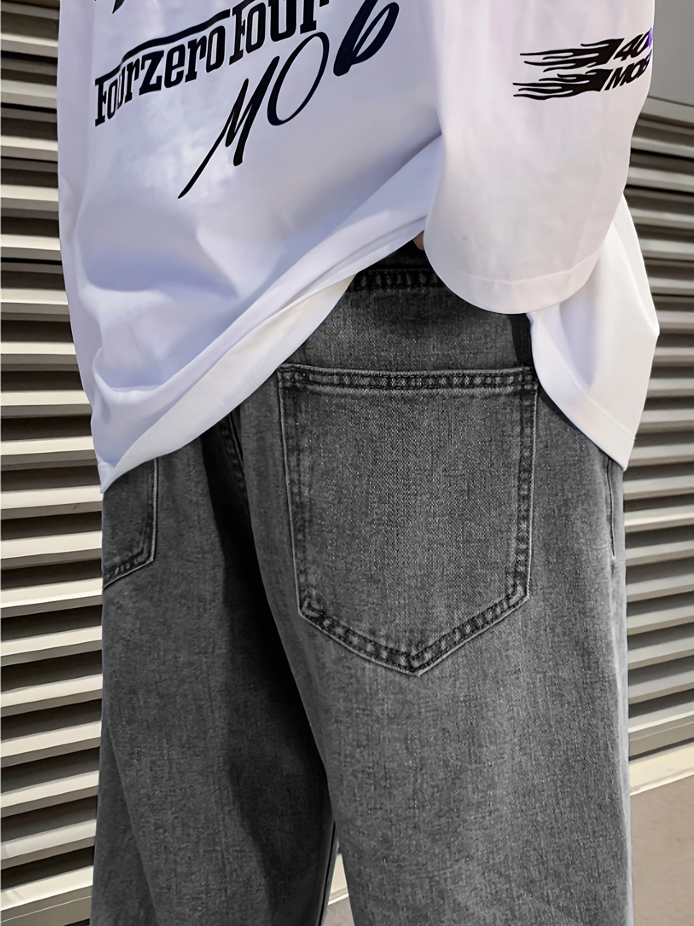 Loszittende jeans - Casual - Grijs - Baggy jeans - Herenjeans-Boetiek Moda