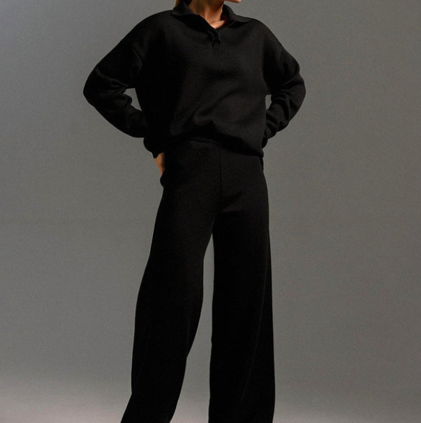 Lounge Set | Pullover Oversized | Wijde Pijpen | Gebreide Tweedelige Set | Dames Loungewear-Boetiek Moda