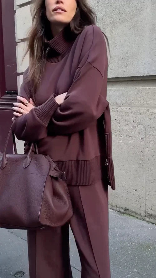 Loungewear-set - Oversized trui en wijde broek voor dames-Boetiek Moda