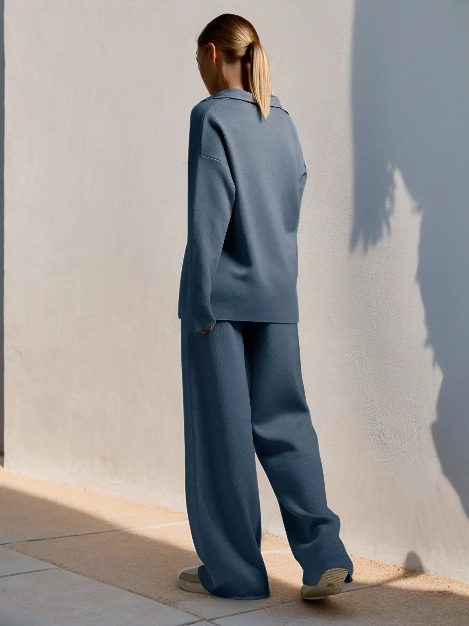 Loungewear-set | Tweedelig | Relaxte pasvorm | Gebreide set | Loungewear-set voor dames-Boetiek Moda