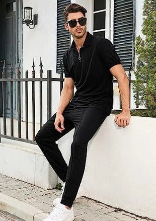 Luxe 2-delige heren set met polo en jogger-Boetiek Moda