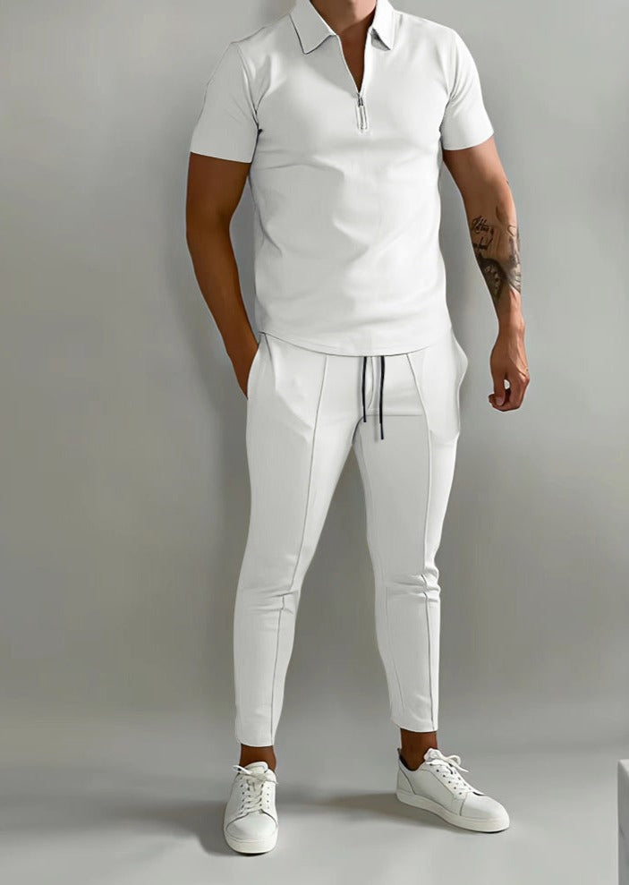 Luxe 2-delige heren set met polo en jogger-Boetiek Moda