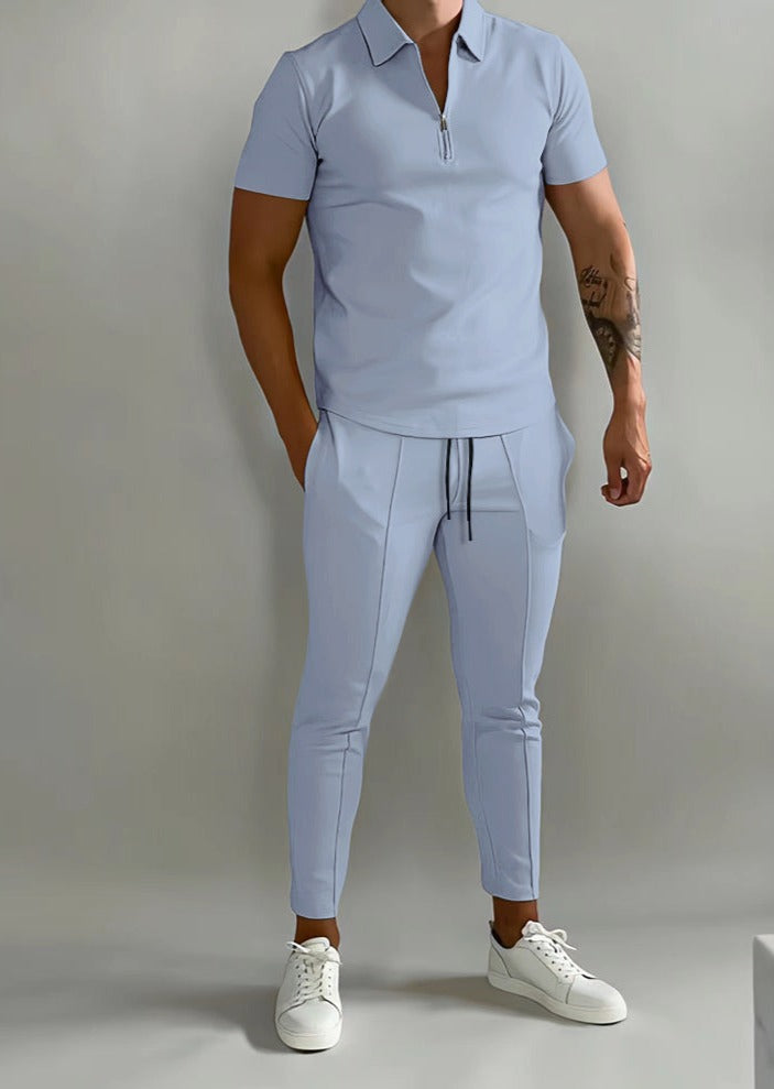 Luxe 2-delige heren set met polo en jogger-Boetiek Moda