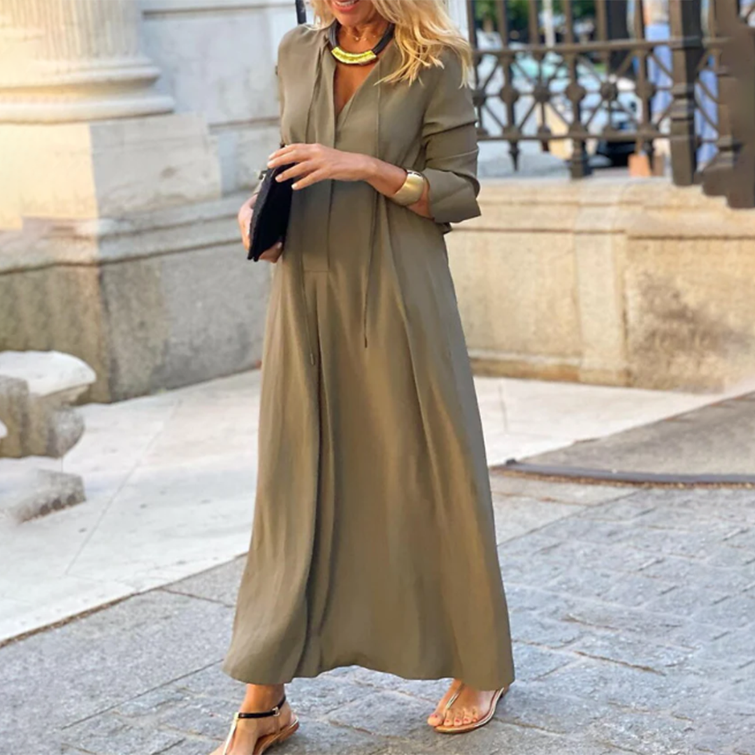 Maxi Dress - Casual Lange Mouwen Losse Pasvorm Jurk voor Vrouwen-Boetiek Moda