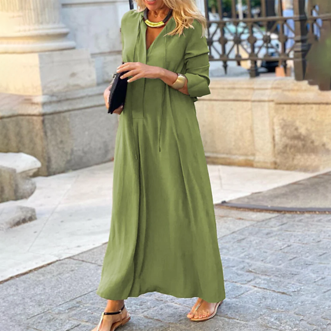 Maxi Dress - Casual Lange Mouwen Losse Pasvorm Jurk voor Vrouwen-Boetiek Moda