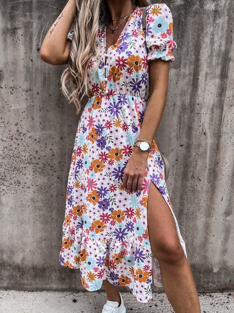 Maxi Dress - Korte Mouw - Bloemig - Zomerjurk - Maxi Sundress-Boetiek Moda