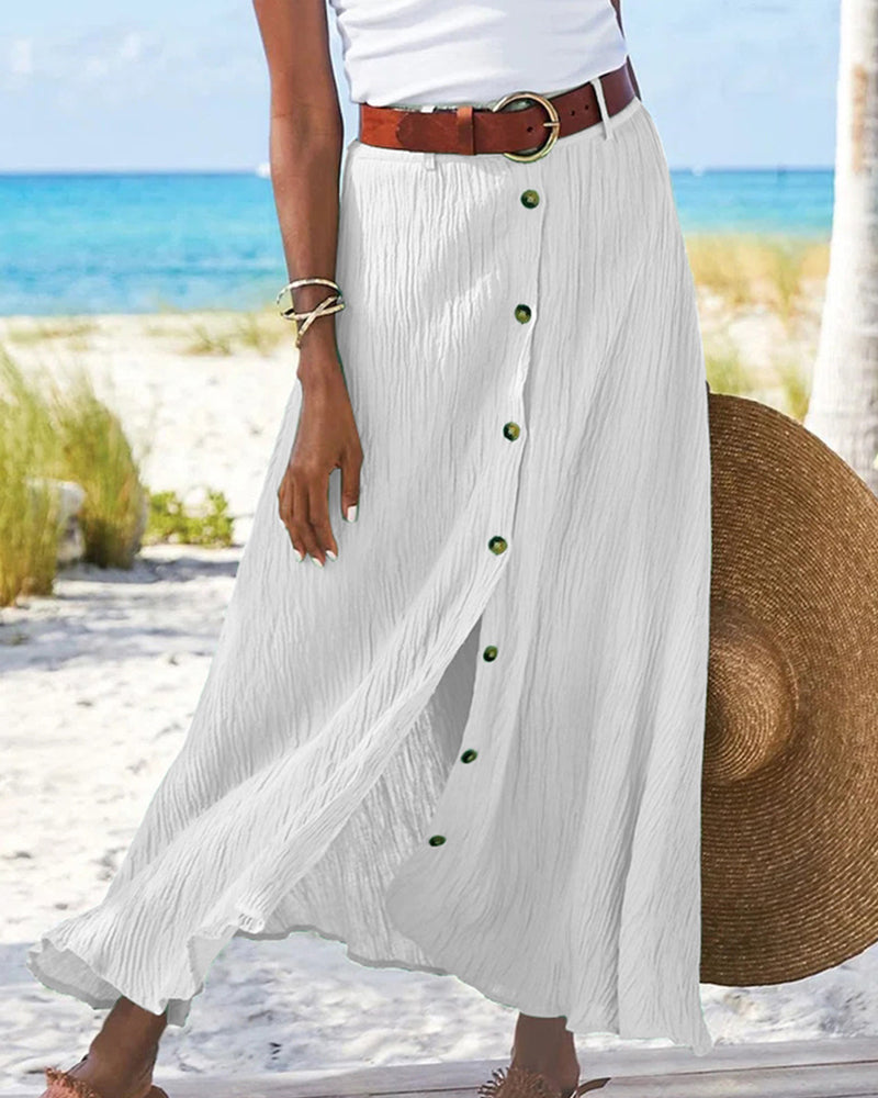 Maxi Rok | Button-Up | Riem | Lange Rok | Flowy Rok-Boetiek Moda