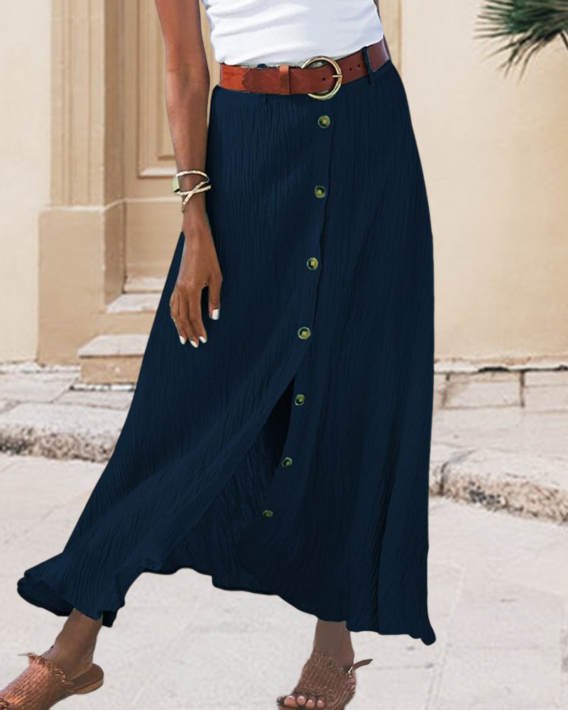 Maxi Rok | Button-Up | Riem | Lange Rok | Flowy Rok-Boetiek Moda