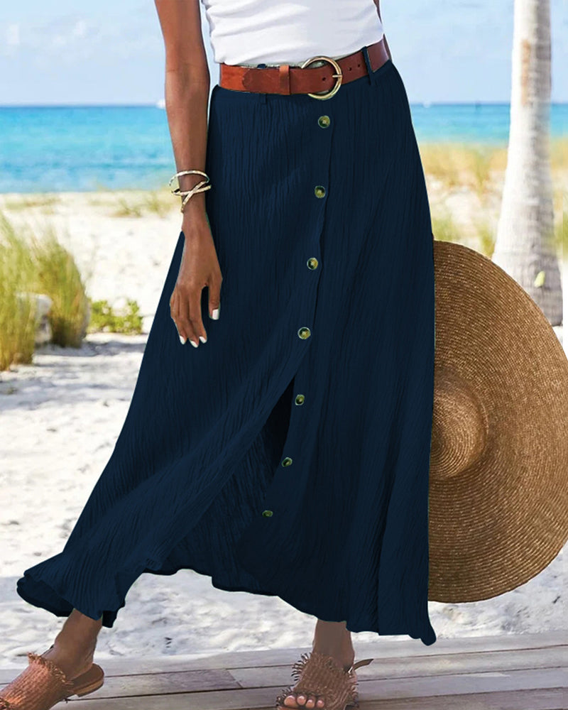 Maxi Rok | Button-Up | Riem | Lange Rok | Flowy Rok-Boetiek Moda