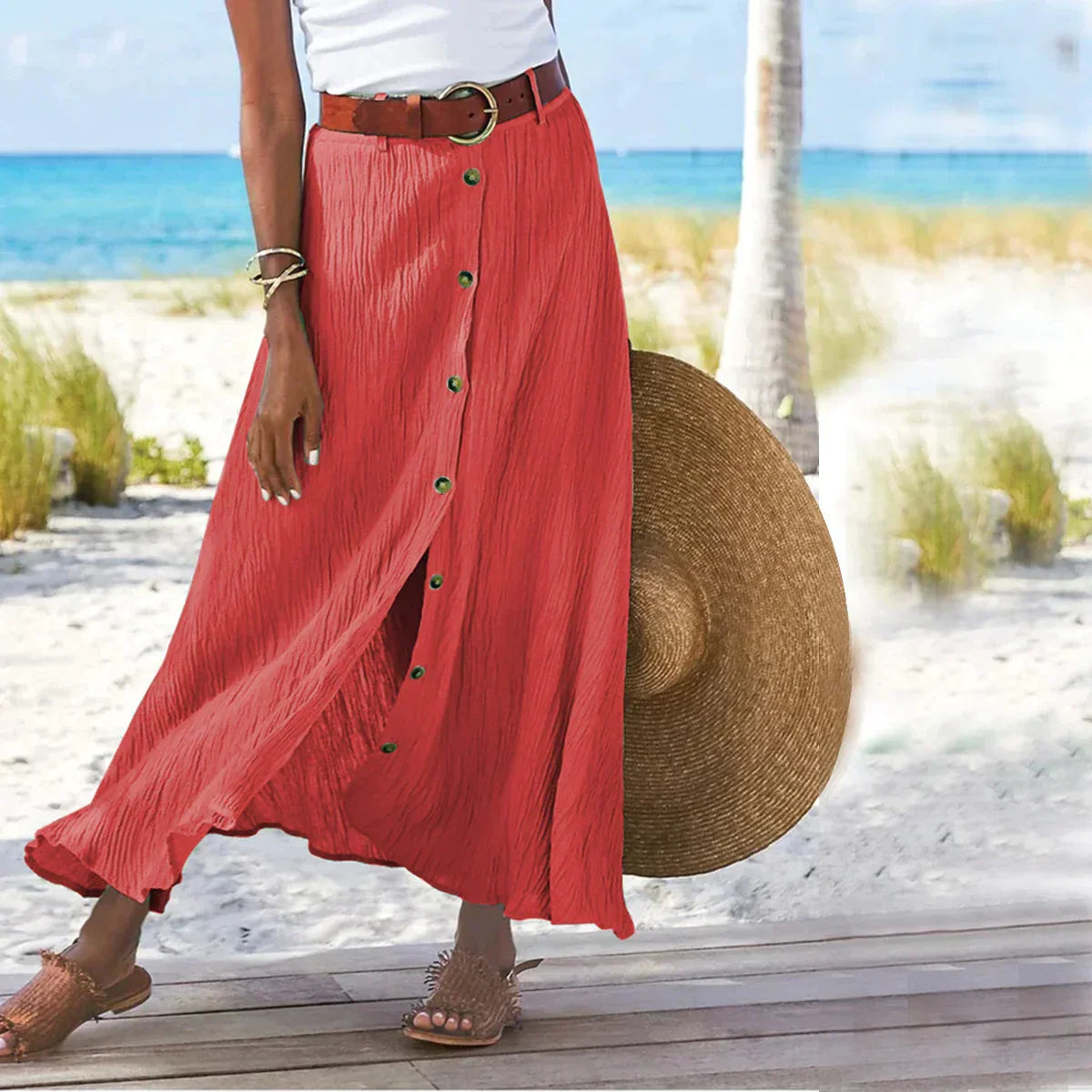 Maxi Rok | Button-Up | Riem | Lange Rok | Flowy Rok-Boetiek Moda