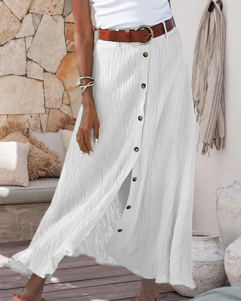 Maxi Rok | Button-Up | Riem | Lange Rok | Flowy Rok-Boetiek Moda