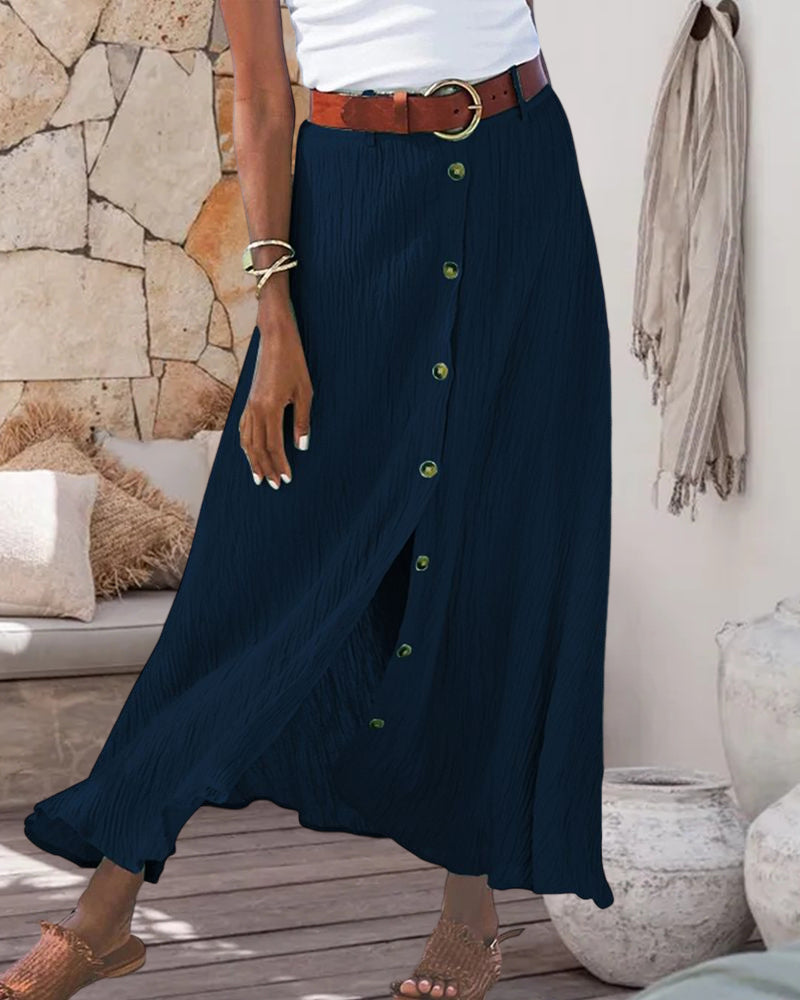 Maxi Rok | Button-Up | Riem | Lange Rok | Flowy Rok-Boetiek Moda