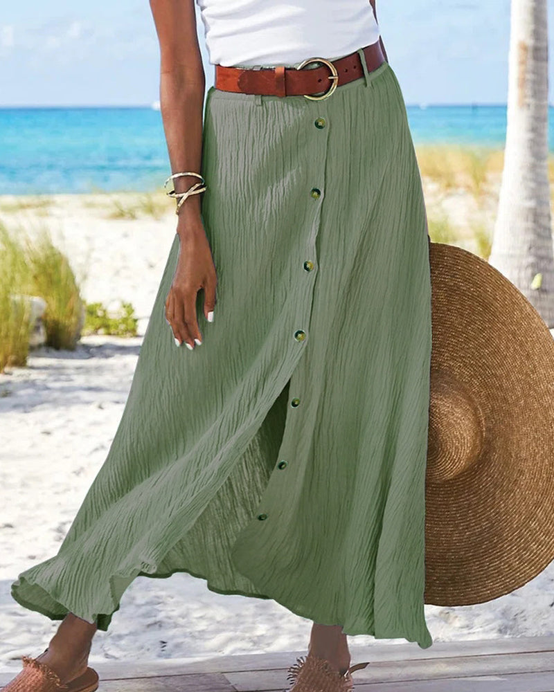 Maxi Rok | Button-Up | Riem | Lange Rok | Flowy Rok-Boetiek Moda