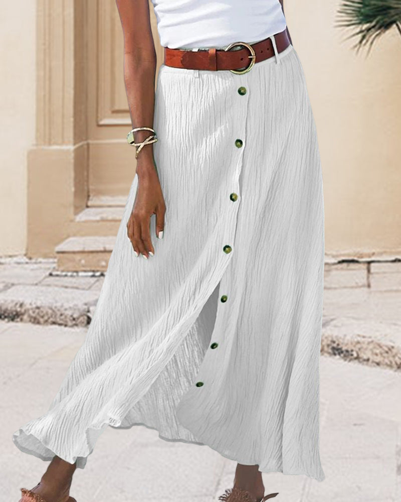 Maxi Rok | Button-Up | Riem | Lange Rok | Flowy Rok-Boetiek Moda