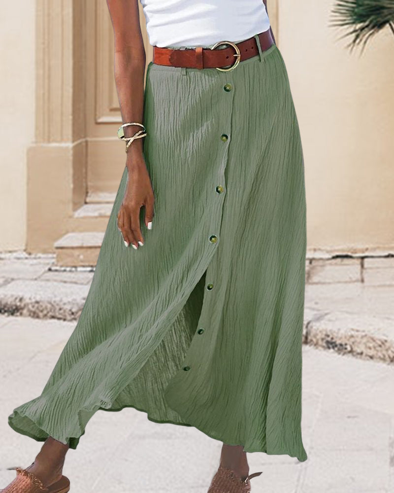Maxi Rok | Button-Up | Riem | Lange Rok | Flowy Rok-Boetiek Moda