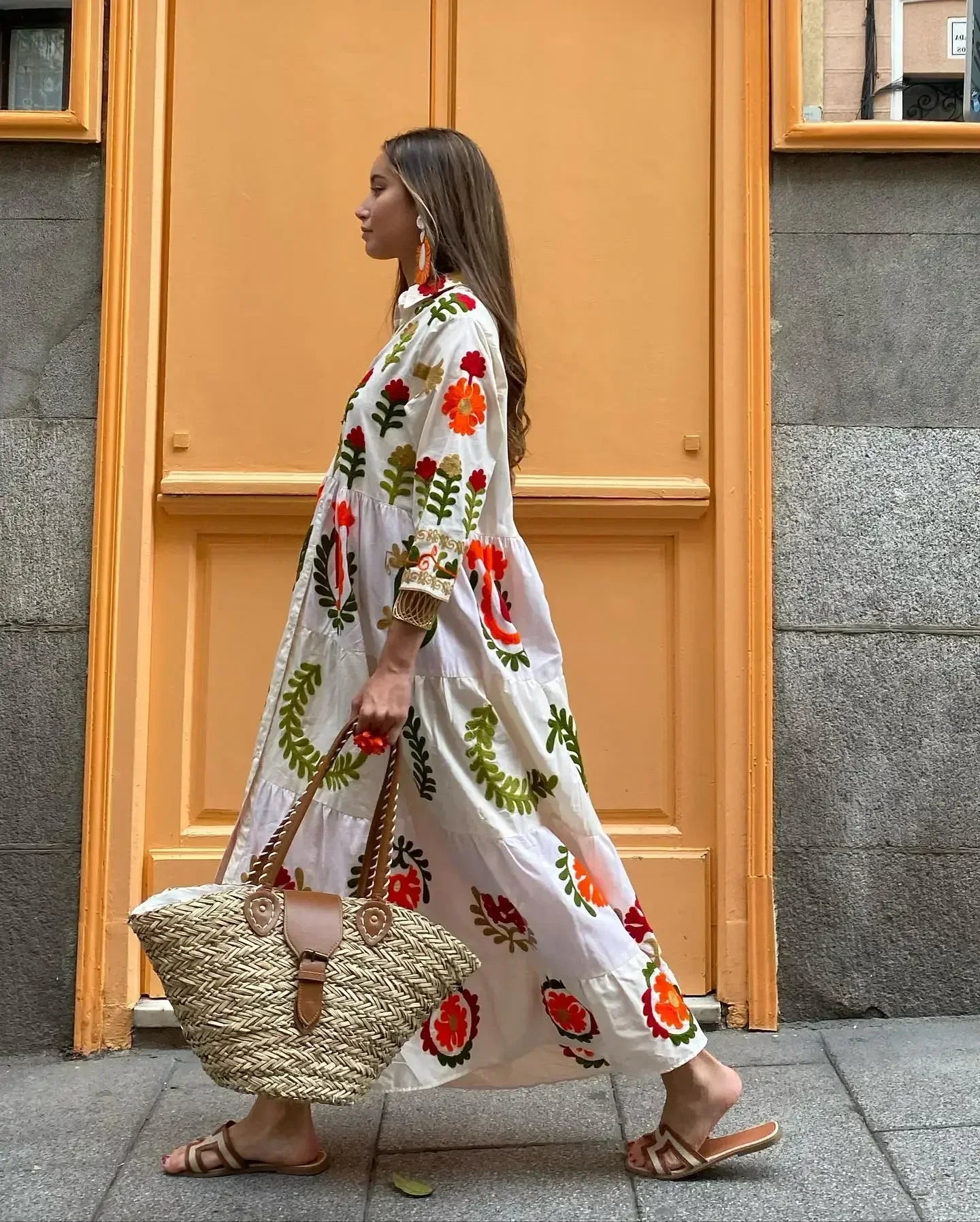Maxi jurk - Button-Up - Oversized - Maxi overhemdjurk - Maxi jurk met lange mouwen-Boetiek Moda