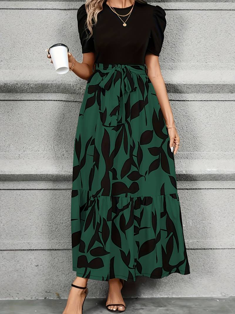 Maxi-jurk | Korte mouwen | Strikceintuur | Maxi-zomerjurk | Zomerjurk-Boetiek Moda