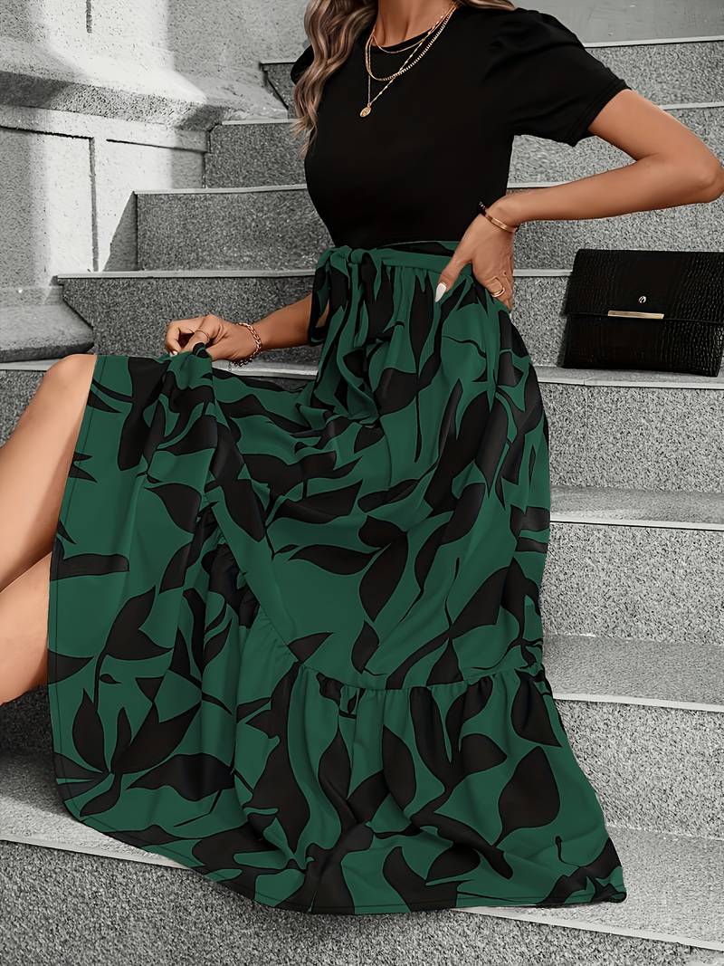 Maxi-jurk | Korte mouwen | Strikceintuur | Maxi-zomerjurk | Zomerjurk-Boetiek Moda