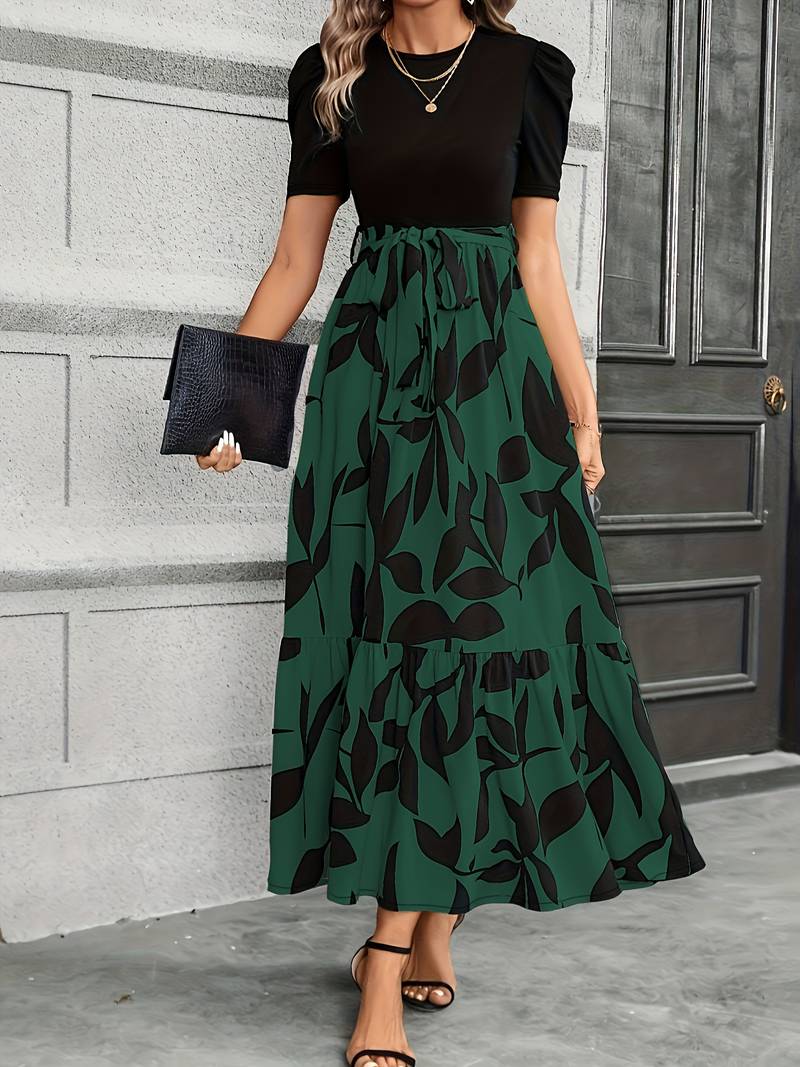 Maxi-jurk | Korte mouwen | Strikceintuur | Maxi-zomerjurk | Zomerjurk-Boetiek Moda