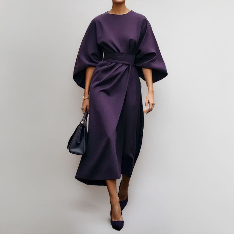 Maxi jurk | Wijde mouwen | Boothals | Jurk met lange mouwen | Wikkeljurk-Boetiek Moda