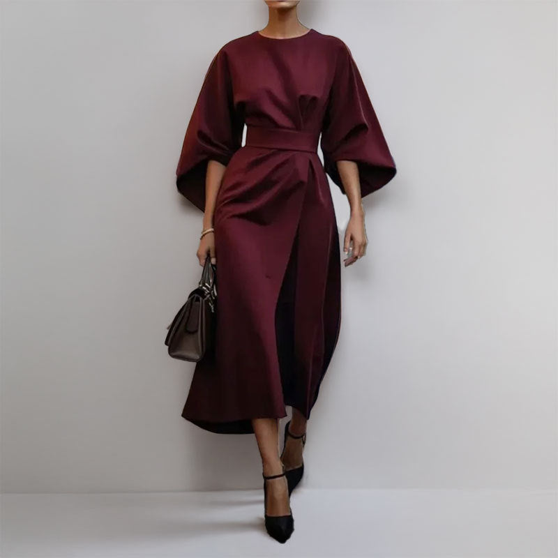 Maxi jurk | Wijde mouwen | Boothals | Jurk met lange mouwen | Wikkeljurk-Boetiek Moda