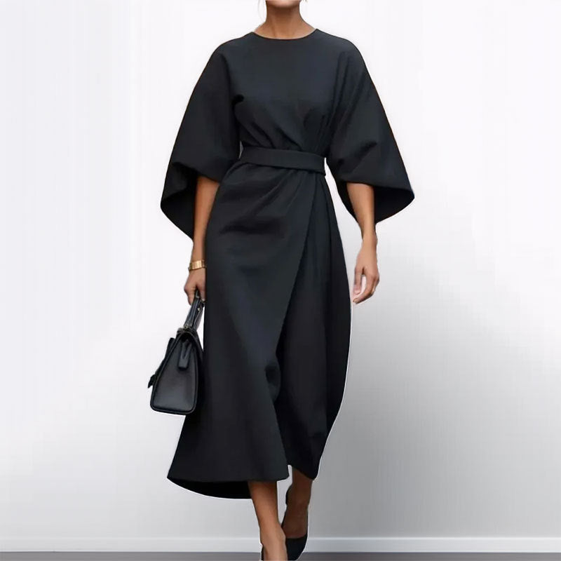 Maxi jurk | Wijde mouwen | Boothals | Jurk met lange mouwen | Wikkeljurk-Boetiek Moda