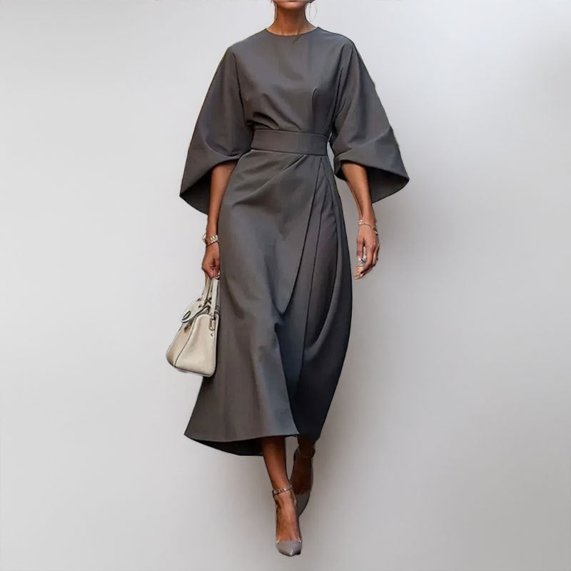 Maxi jurk | Wijde mouwen | Boothals | Jurk met lange mouwen | Wikkeljurk-Boetiek Moda