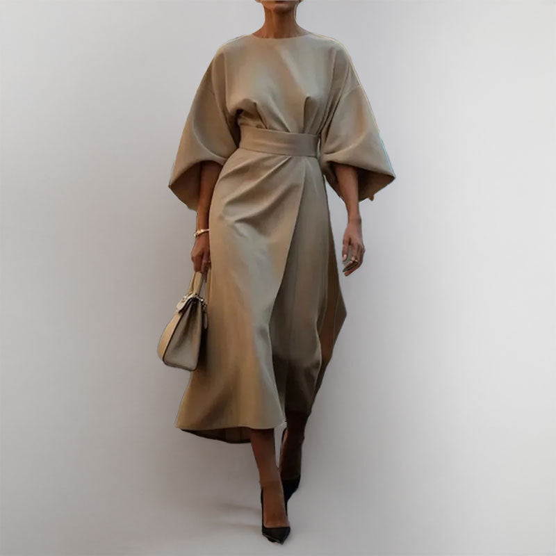Maxi jurk | Wijde mouwen | Boothals | Jurk met lange mouwen | Wikkeljurk-Boetiek Moda