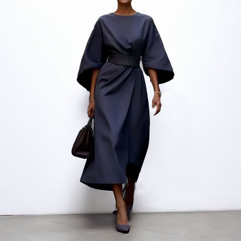 Maxi jurk | Wijde mouwen | Boothals | Jurk met lange mouwen | Wikkeljurk-Boetiek Moda