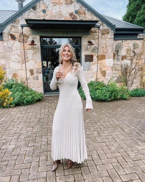 Maxi-trui | Lange mouwen | Plooien | Trui-jurk | Gebreide jurk-Boetiek Moda