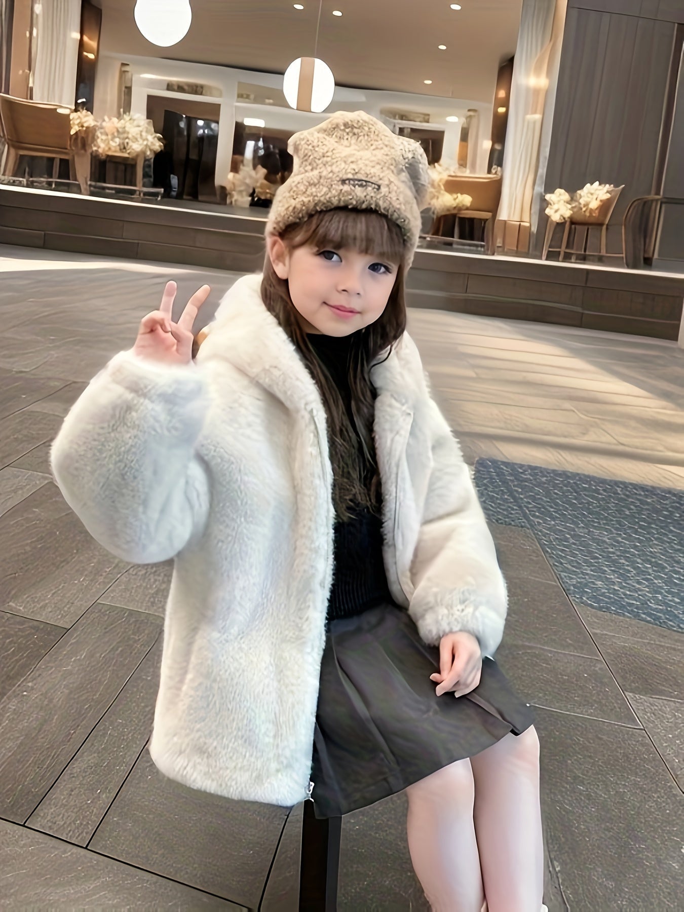 Meisjes Jas | Bont | Fluffy | Fleece Jas | Meisjes Winterjassen-Boetiek Moda