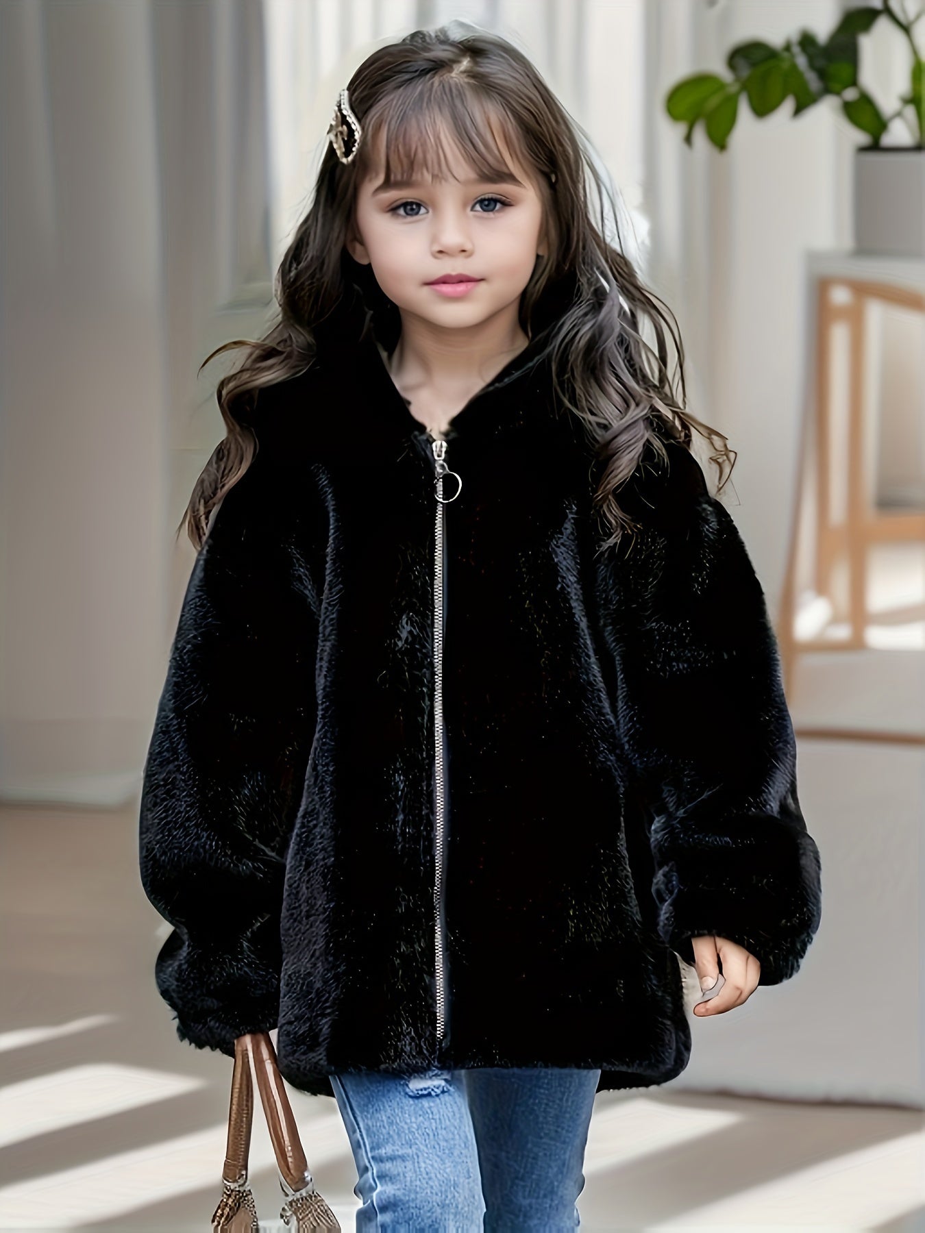 Meisjes Jas | Bont | Fluffy | Fleece Jas | Meisjes Winterjassen-Boetiek Moda
