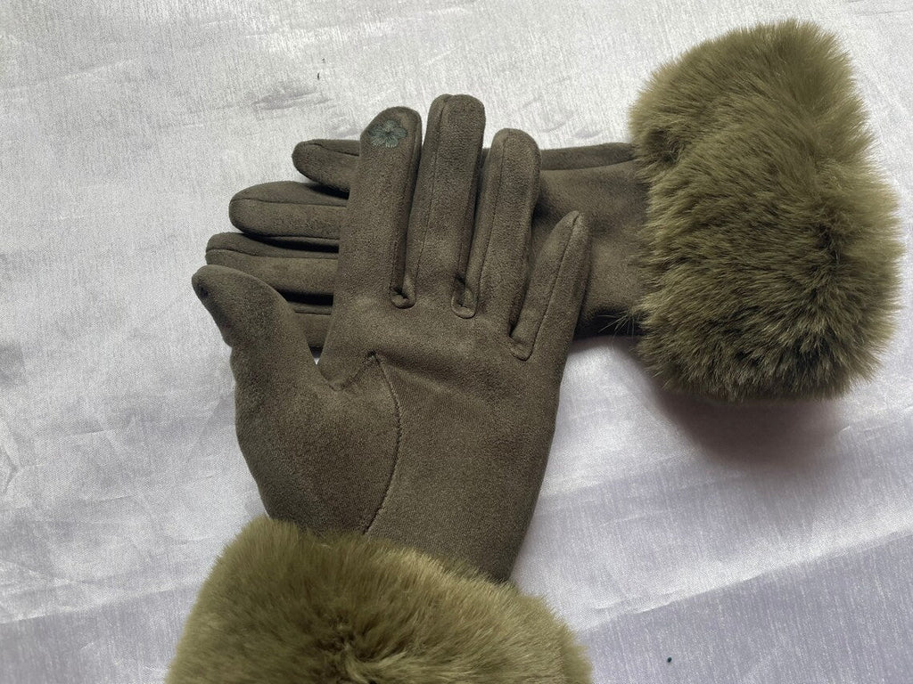 Met bont gevoerde handschoenen - Vrouwen Warme Faux Fur Fluwelen Winterhandschoenen-Boetiek Moda