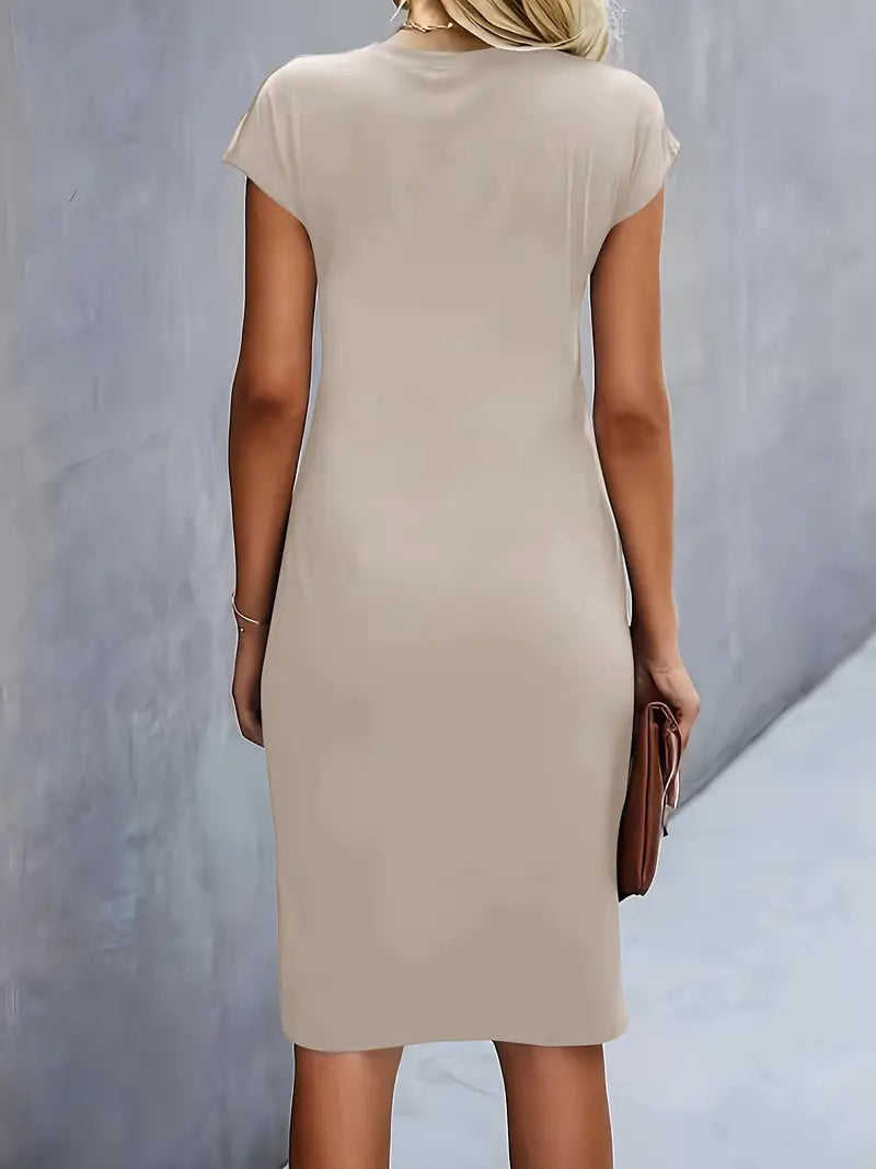 Midi-jurk - Korte mouwen, knielange zomerjurk voor dames-Boetiek Moda