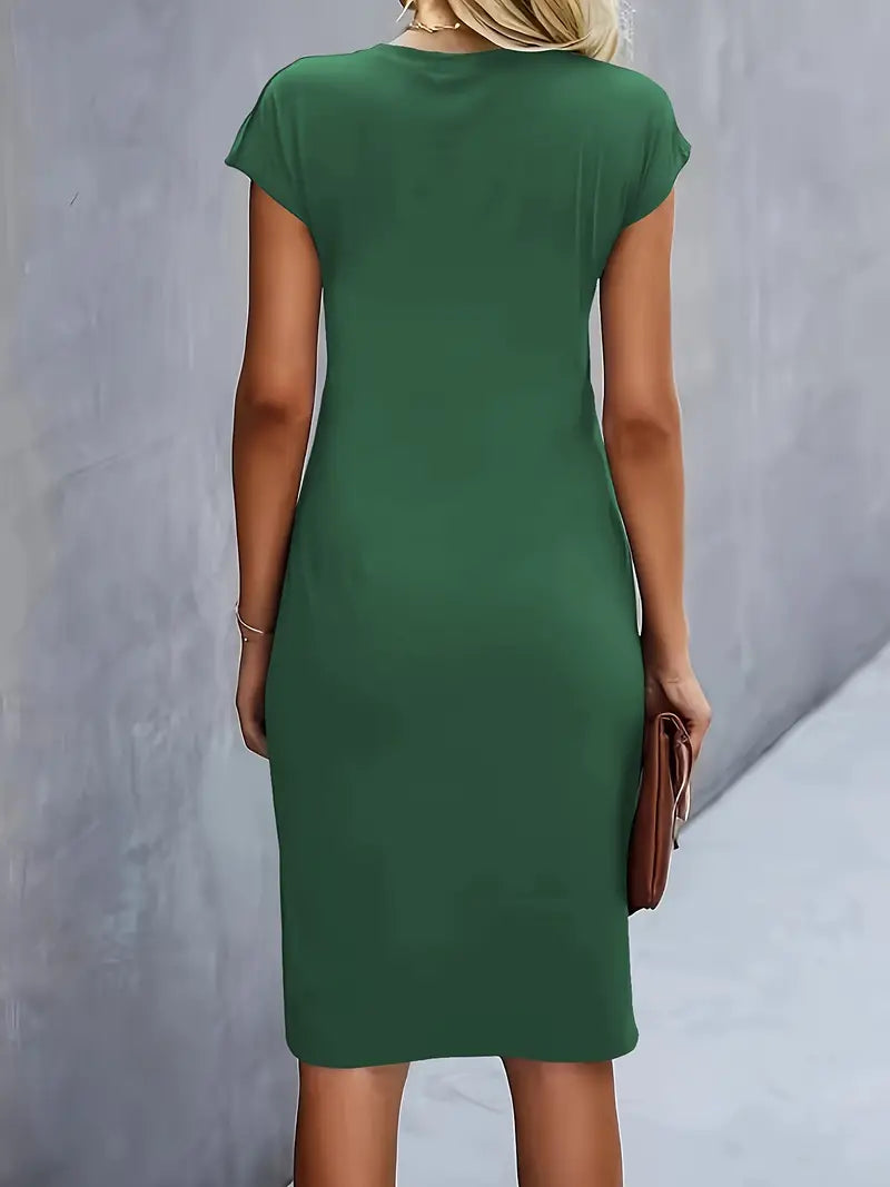 Midi-jurk - Korte mouwen, knielange zomerjurk voor dames-Boetiek Moda