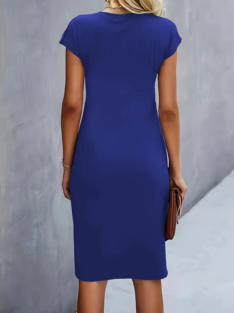 Midi-jurk - Korte mouwen, knielange zomerjurk voor dames-Boetiek Moda