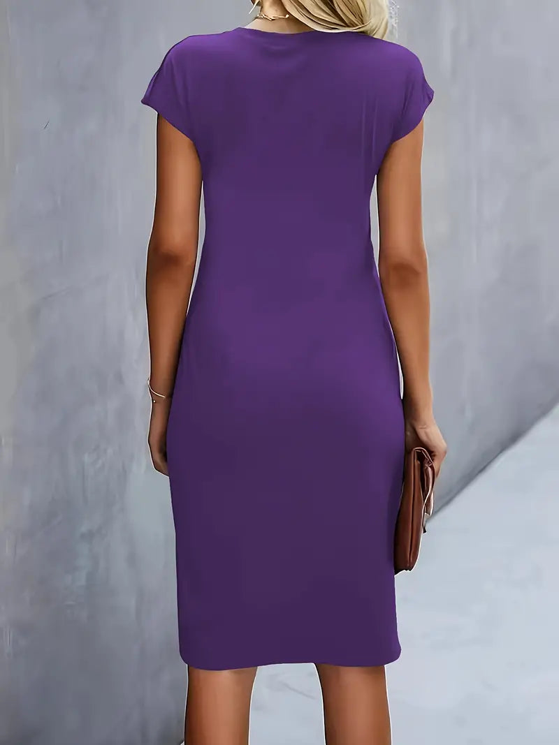 Midi-jurk - Korte mouwen, knielange zomerjurk voor dames-Boetiek Moda