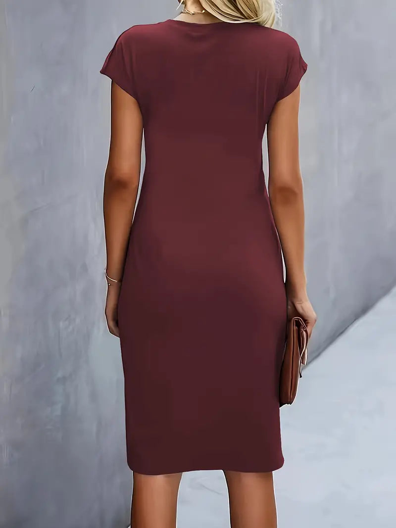 Midi-jurk - Korte mouwen, knielange zomerjurk voor dames-Boetiek Moda