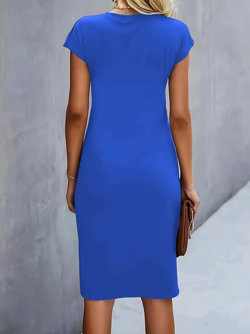 Midi-jurk - Korte mouwen, knielange zomerjurk voor dames-Boetiek Moda