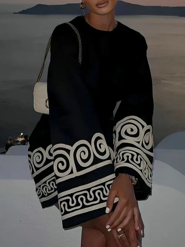 Mini Jurk | Bellenmouw | Zwart | Jurk met lange mouwen | Elegante jurk-Boetiek Moda