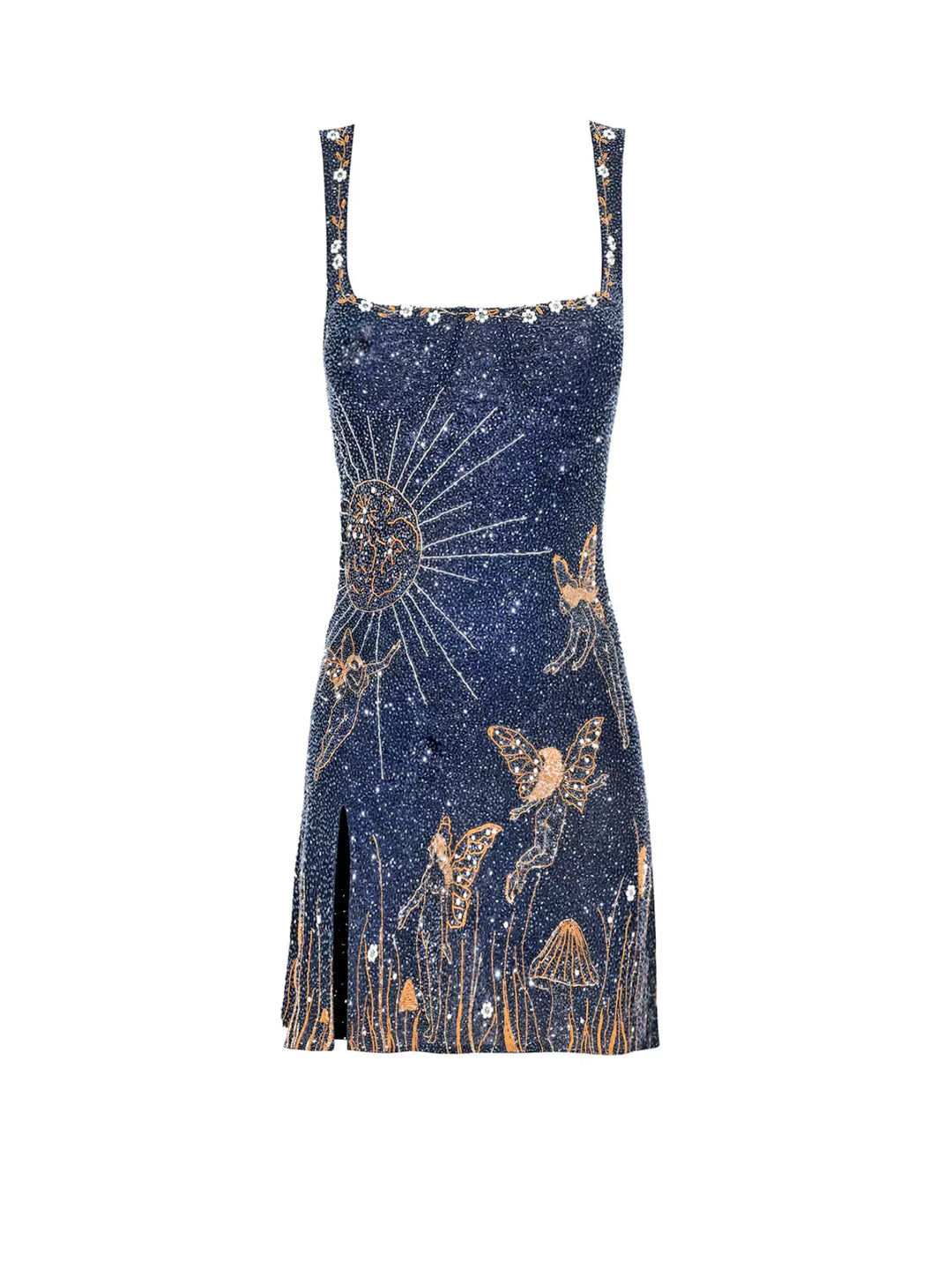 Mini-jurk - Mouwloos - Blauw - Glitterjurk - Feestjurk-Boetiek Moda