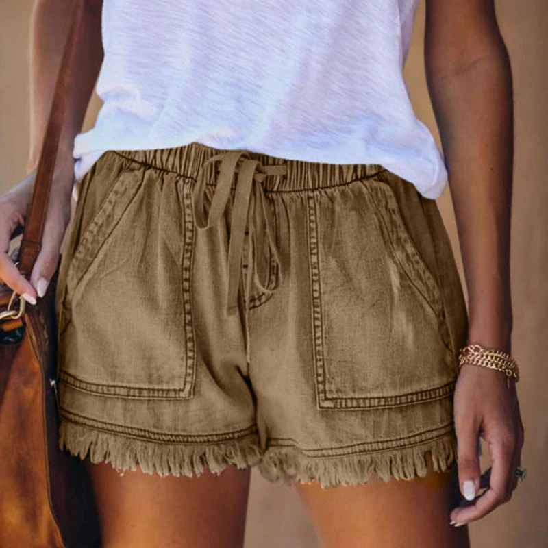 Mini-short - Elastische taille - Zakken - Denim Shorts - Zomerkleding-Boetiek Moda