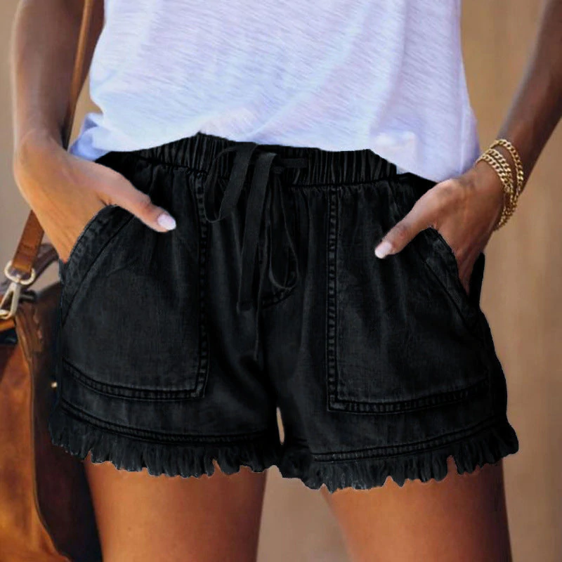 Mini-short - Elastische taille - Zakken - Denim Shorts - Zomerkleding-Boetiek Moda