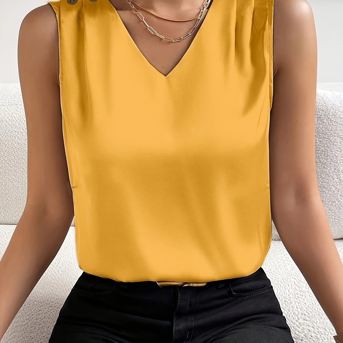 Mouwloze top | Chique | V-hals | Zomertop | Dames top-Boetiek Moda