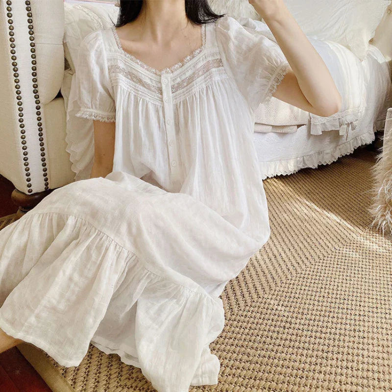 Nachtjurk | Wit | Lang | Nachtjapon | Nachtkleding voor dames-Boetiek Moda