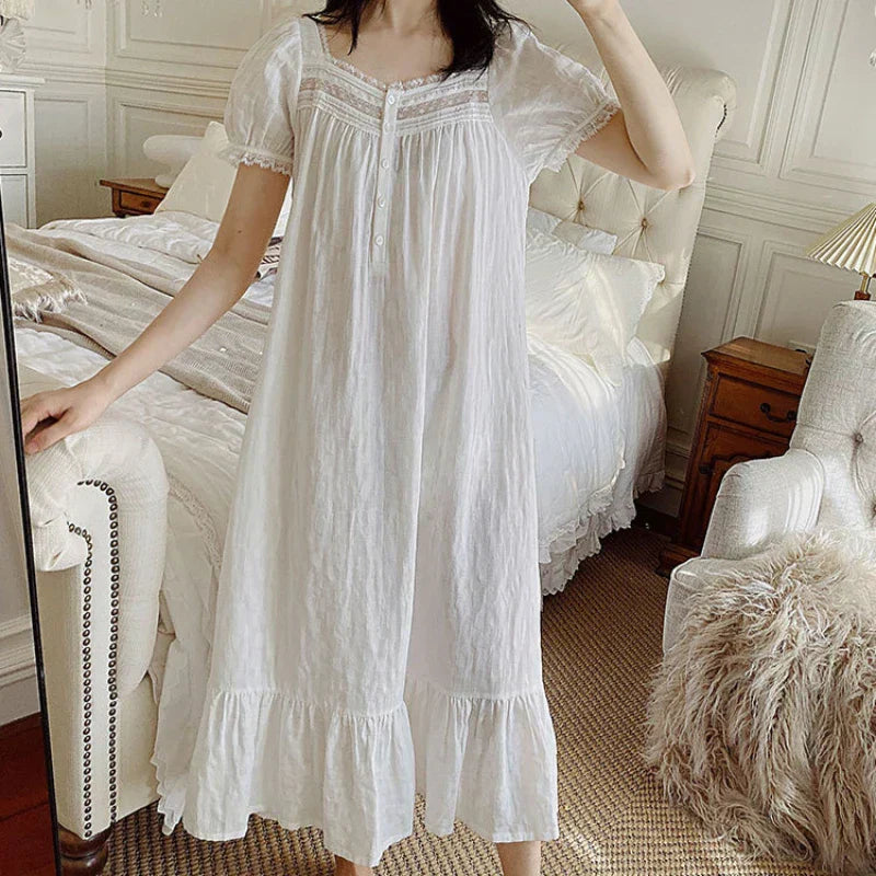Nachtjurk | Wit | Lang | Nachtjapon | Nachtkleding voor dames-Boetiek Moda
