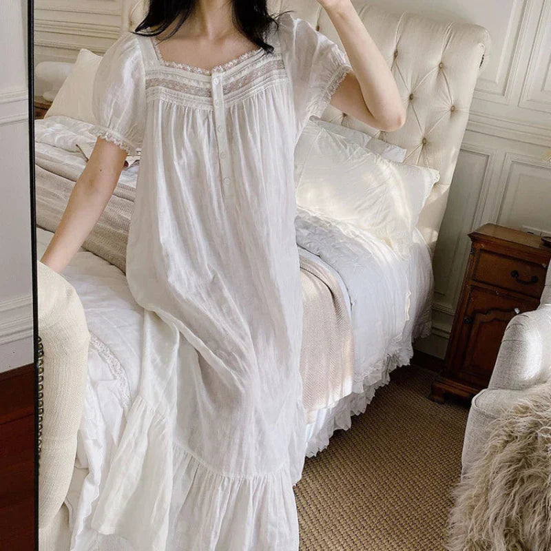Nachtjurk | Wit | Lang | Nachtjapon | Nachtkleding voor dames-Boetiek Moda
