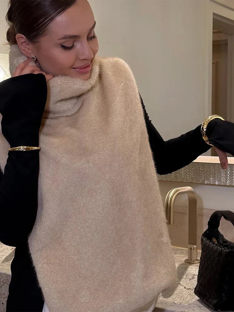 Nepbont gilet - Dames mouwloos coltrui nepbont vest-Boetiek Moda