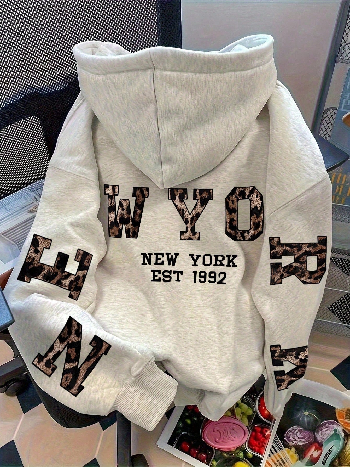 New York Hoodie - Oversized hoodie met print voor dames-Boetiek Moda
