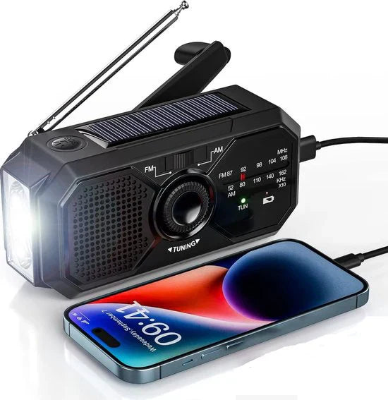 Noodradio | Flitslicht | Buitenopname | Draagbare Radio | Zonneradio-Boetiek Moda